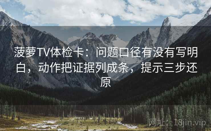 菠萝TV体检卡:问题口径有没有写明白,动作把证据列成条,提示三步还原 第2张 菠萝TV体检卡:问题口径有没有写明白,动作把证据列成条,提示三步还原 第2张