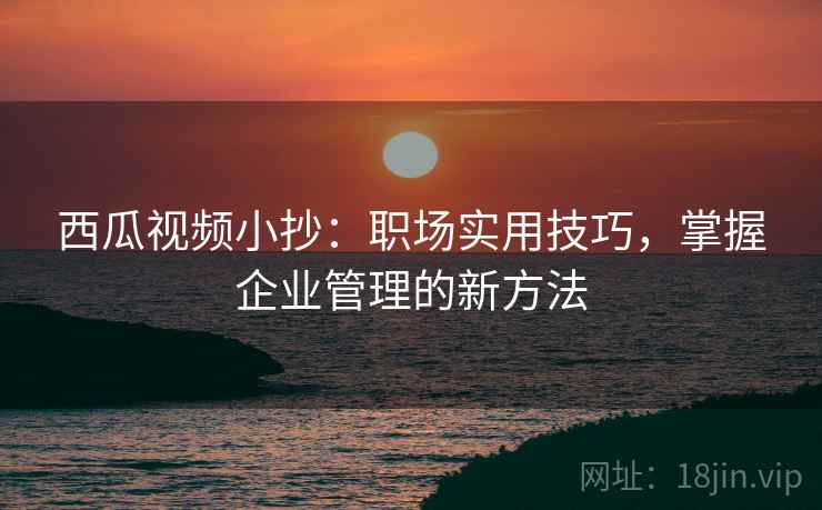 西瓜视频小抄:职场实用技巧,掌握企业管理的新方法